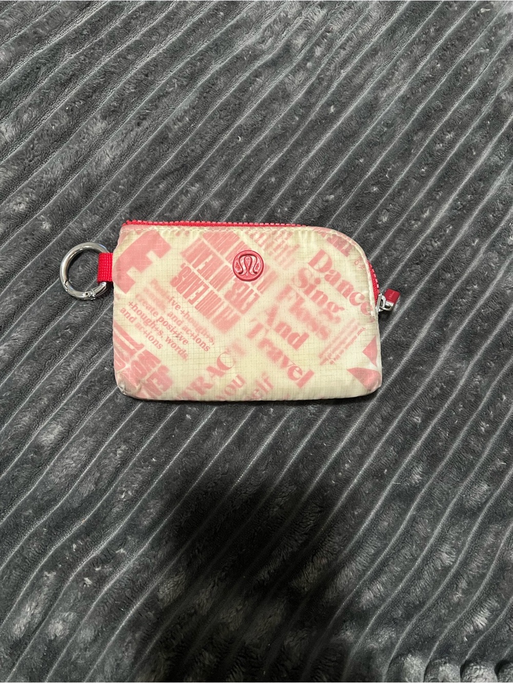 lululemon athletica Cream and Pink Graphic Zip Key Pouch